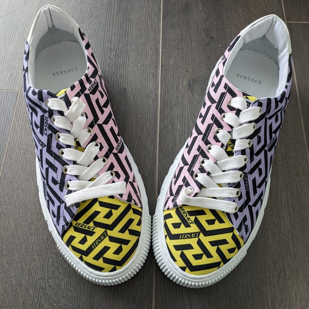 Versace La Greca Coated Canvas Sneakers